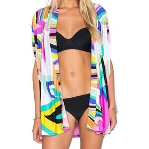 Trina Turk St. Tropez Bright Colorful Batwing Kimono Swim Coverup NEW Size M